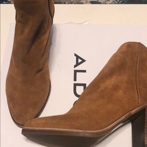 New Aldo Umerith Brown Block Heel Boot  8.5 Suede